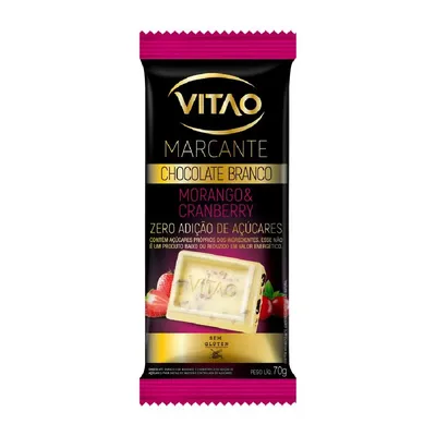 Chocolate Vitao Branco Morango & Cranberry Zero Açúcar 70g